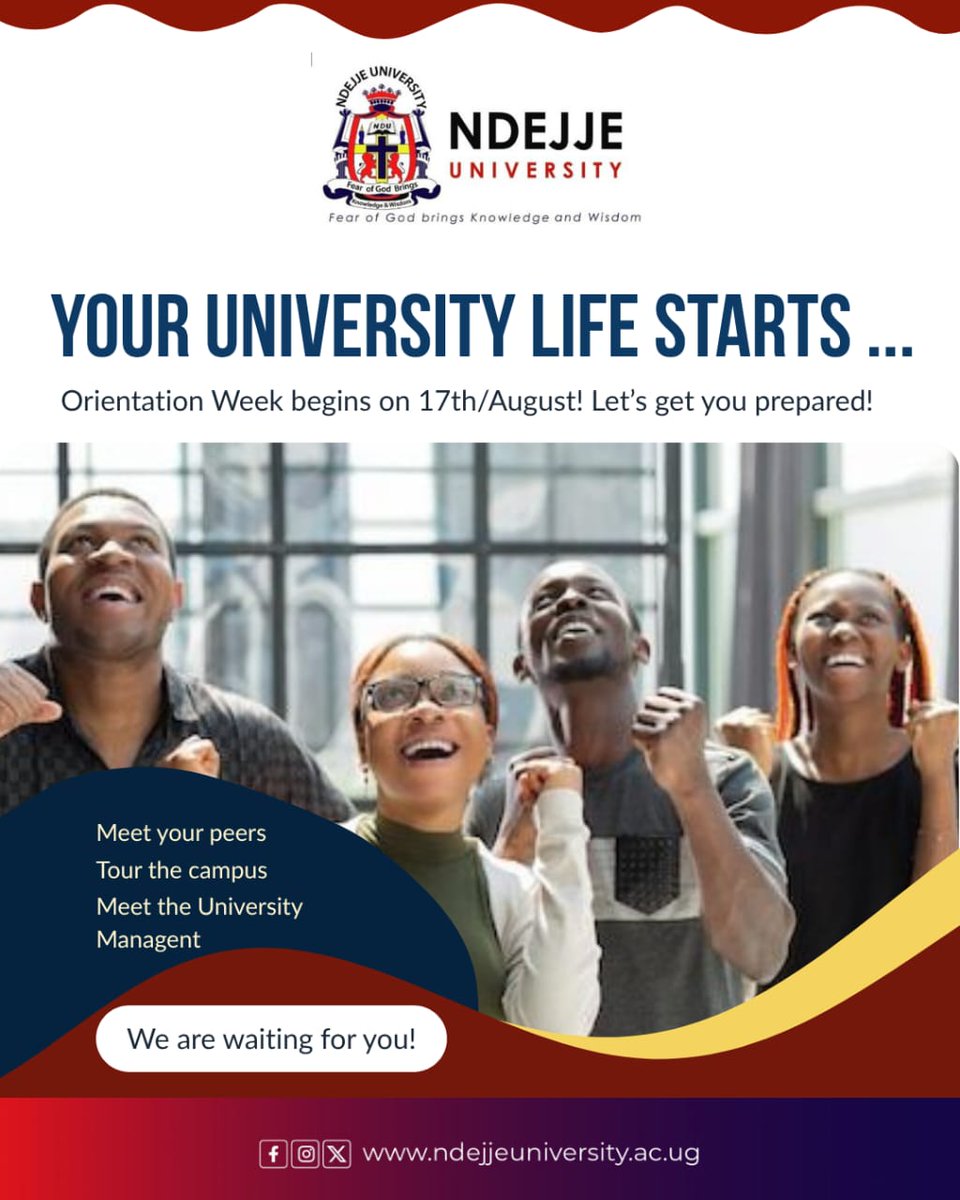NdejjeUnive's tweet photo. The clock is ticking and it's only a few hours away to the start of our new academic year 2026/27, we cannot wait to receive you!
#ChooseNdejje
#August2026Intake https://t.co/GwnfTwQAkV
