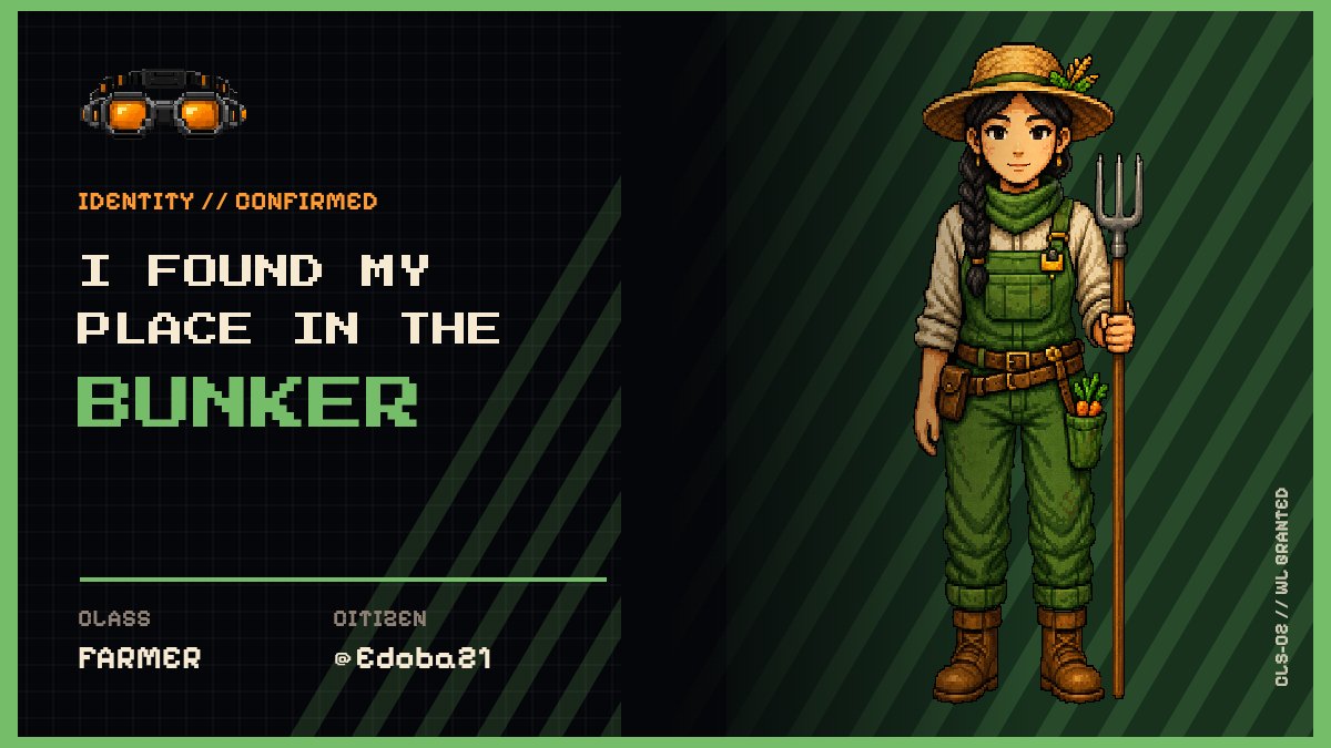 Edoba21's tweet photo. I found my place in the BUNKER.

CLASS // FARMER
STATUS // WL GRANTED https://t.co/gVvD72tH7j https://t.co/8WGfutezCY