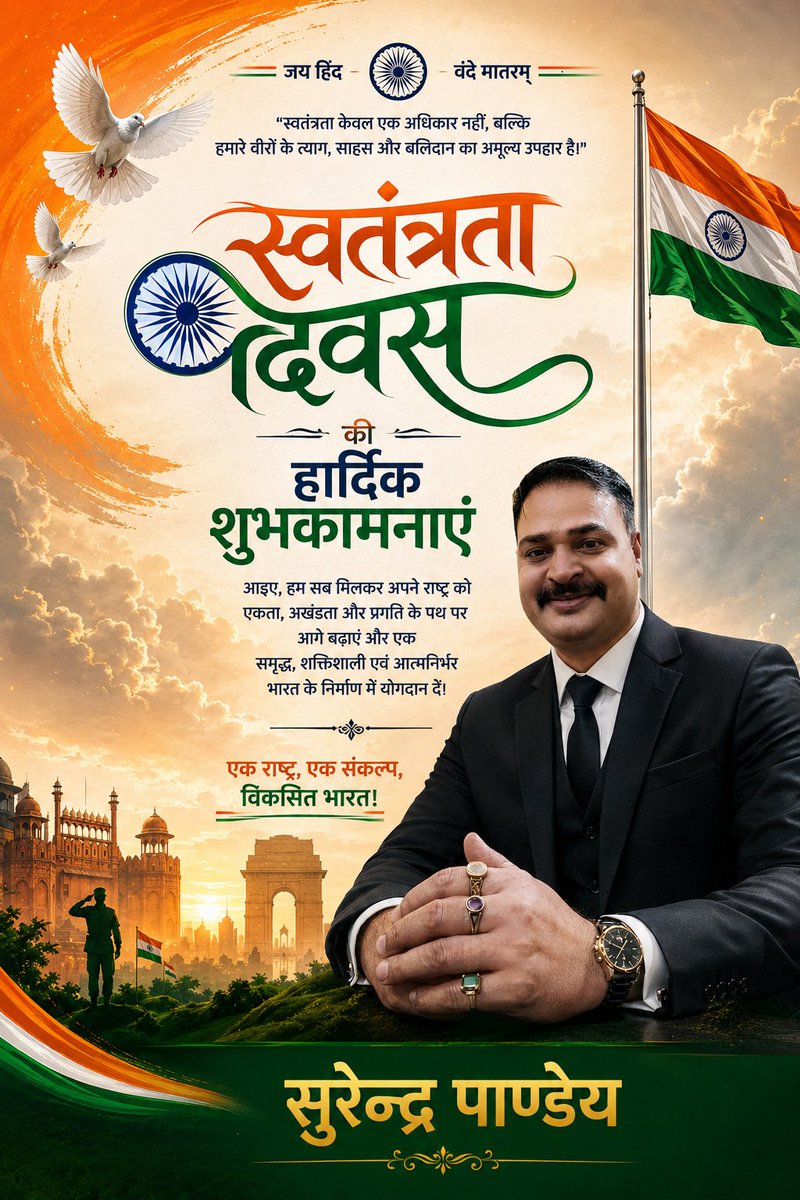 pandey247's tweet photo. समस्त देश एवं प्रदेशवासियों को 80वें स्वतंत्रता दिवस की हार्दिक शुभकामनाएं!

माँ भारती को पराधीनता की बेड़ियों से मुक्त कराने के लिए अपना सर्वस्व अर्पित करने वाले सभी स्वतंत्रता सेनानियों एवं अमर बलिदानियों को कोटि-कोटि नमन! https://t.co/jNsrJD2kEB