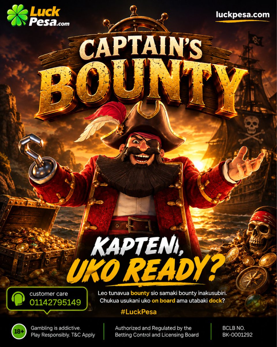 FramohM's tweet photo. Kapteni, uko ready? leo tunavua bounty sio samaki bounty inakusuburi https://t.co/5ObKXRUYMm chukua usukani ukue on board ama utabaki dock? Enjoy 30% bonus on your first deposit and 1 free game on Leprechan Riches. https://t.co/tRewKka9Fg