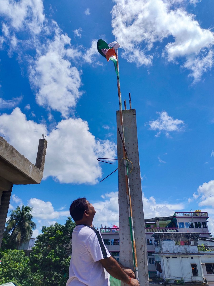 dastridib70's tweet photo. Today morning hoisted National Flag at my residence to observe the 80th Independence Day https://t.co/Ehzy0NFVov