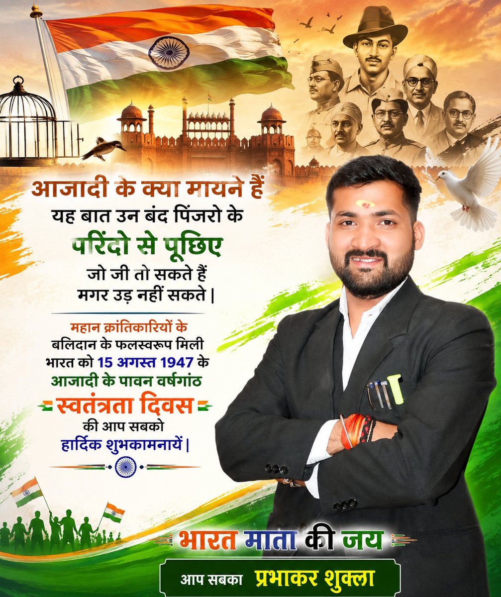 PrabhakerManu's tweet photo. स्वतंत्रता दिवस की हार्दिक शुभकामनायें 🙏 https://t.co/FV74OwmuYQ