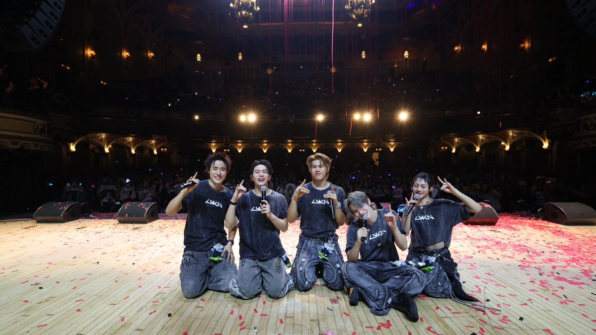 GMMTV's tweet photo. Thank you to all the fans who pulled up to see us today. We're so happy we got to bring out smiles, screams, and fun for everyone. We'll keep this memory in our hearts forever.

#LYKNDuskAndDawnWorldTour2026
#LYKNDuskAndDawnxLOSANGELES 
#LYKN
#RISERMUSIC
#GMMTV 
@RiserMusic @LYKNofficial @Williamjkp1 @realxlg @nnutdan @hongshihoshi03 @TuiChayatorn