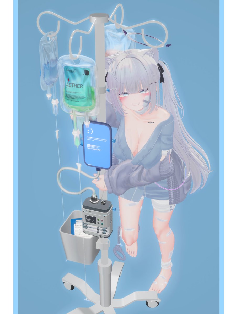 chobomaru_vrc's tweet photo. 病弱改変とかRPイベントとか色んな場所で使えるアイテム！！

スタンドについてるアイテムは個別で消したりできるので好きな感じに遊べます！
ぜひ引用元からBOOTHページをチェックしてね！🤲 https://t.co/io1HRKEJ1U
