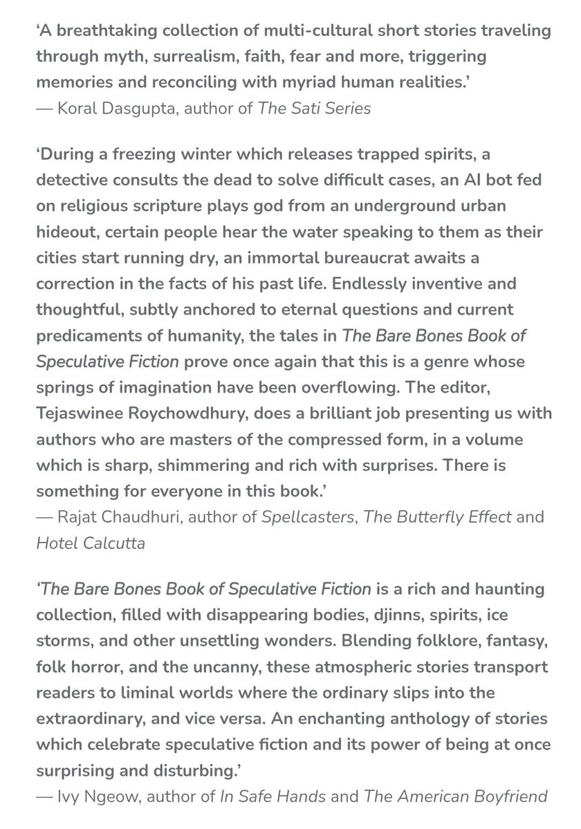 TejaswineeRC's tweet photo. Read @ankit_raj01's foreword, “Stronger than Fiction”:
https://t.co/OPfKe91QEd

My introduction, “Notes on Exiting Reality”:
https://t.co/Urwfbo1FSf

Grateful to @KoralDasgupta @rajatchaudhuri @ivyngeow @annapurnash &amp; Linda Gould for the testimonials.

Grab your copies now!

2/2 https://t.co/JlR1ZXBl54
