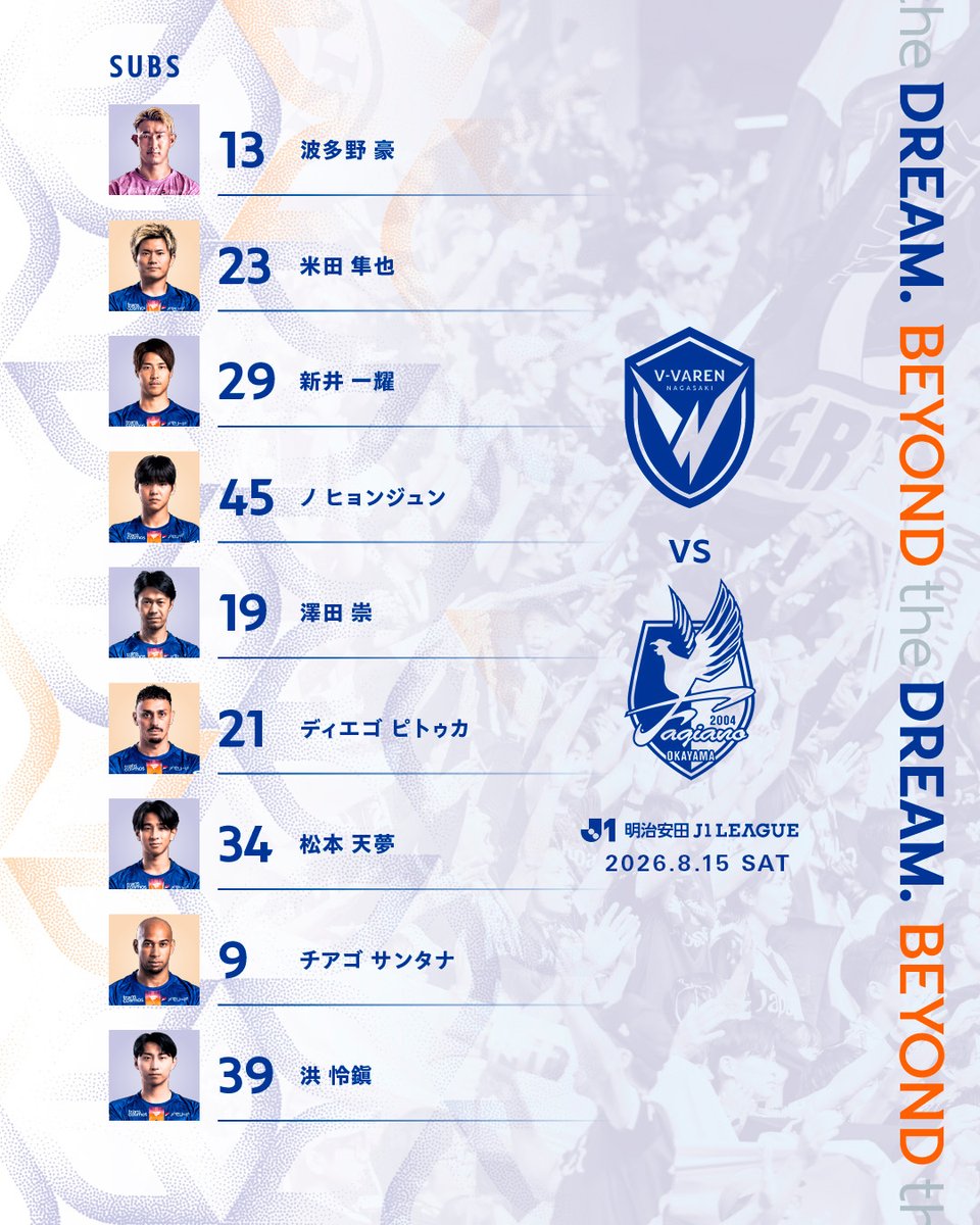 v_varenstaff's tweet photo. 🔷-𝙎𝙏𝘼𝙍𝙏𝙄𝙉𝙂 𝙓𝙄-🔶

vs #ファジアーノ岡山 ⚔️
スターティングメンバー発表!!🔷🔶

試合中継は #DAZN (@DAZN_JPN)📲
#vvaren #BEYONDtheDREAM #Jリーグ https://t.co/3OlAedzTTh