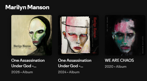 gaogacss's tweet photo. love how manson's last 3 albums have paintings as the cover https://t.co/qXaAw3Y84D