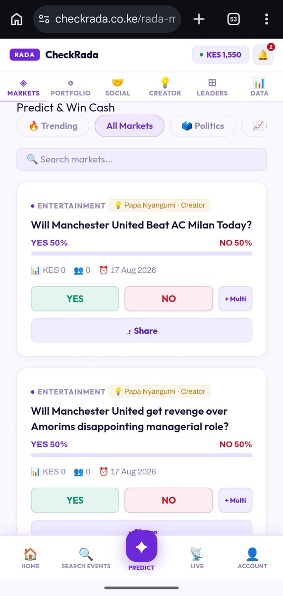 CheckRadaKE's tweet photo. Predict &amp; WIN CASH NOW 💰 
https://t.co/0W9DDSW2ba

Manchester United vs AC Milan
#manu #manchesterunited #acmilan #milan #ac https://t.co/5QVTroHf3O