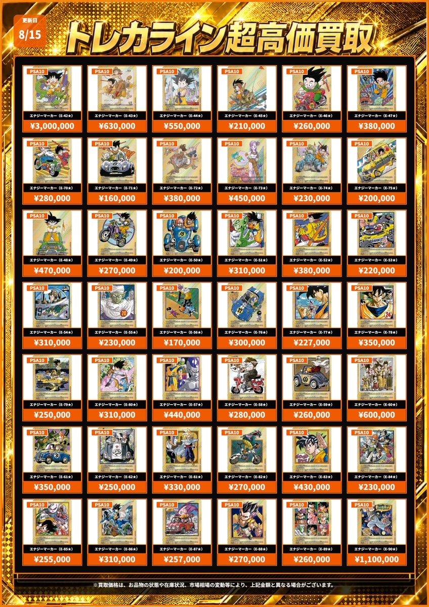 ドラゴンボール 金エナジーマーカーPSA10買取情報更新】 🔥1巻表紙