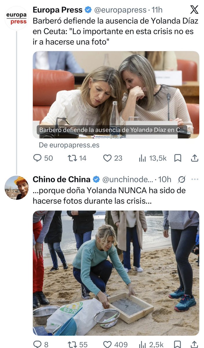 mejoreszasca's tweet photo. ZASCA!!!!!!!!!!!! de @unchinodechina a @Yolanda_Diaz_ https://t.co/Q44BQbFeom