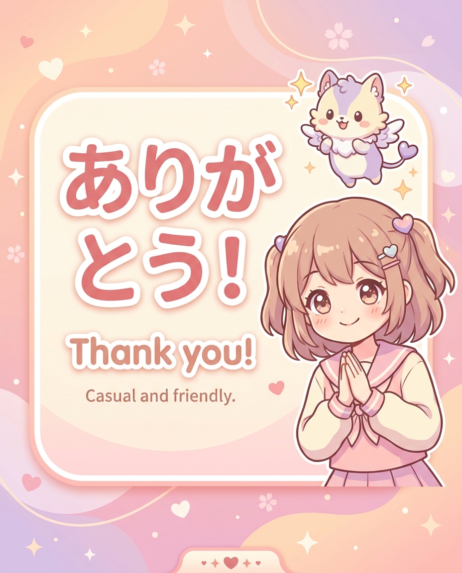 JapaneseAnimeSE's tweet photo. Anime Japanese 🇯🇵

「ありがとう！」
= Thank you!

A simple, natural way to thank someone casually.

Example:
A: Here you go.
B: ありがとう！

#LearnJapanese #Japanese #AnimeJapanese https://t.co/vEzRWh1pb0