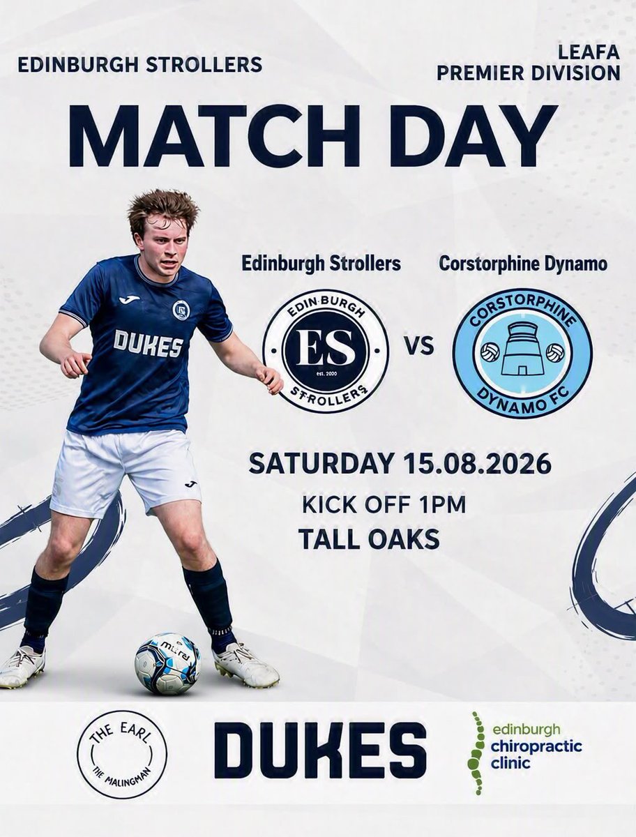 EdinStrollersFC's tweet photo. MATCHDAY

🆚 @CorrieDynamoFC 
🏆 @LeafaOfficial Premier Division
⏰ 1pm KO
📍 Tall Oaks

@scottish_aff @L1veAtTheAmmys @ScotAmFA 

Sponsors: 
Dukes
The Earl of Marchmont 
@ChiroEdinburgh 

🔵⚪️🔵⚪️ https://t.co/8NVY2yQLI2
