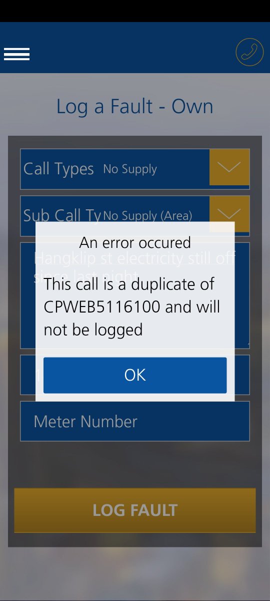 Lindi074211's tweet photo. @CityPowerJhb Good day. We are sitting 3 days without power. Our counselor said we are not a priority. 3 days and not a priority. Are we not human. City Power phoned this morning saying they will fix the problem its now 3pm and we are still without electricity. Please help us https://t.co/ZSAUpZTtIo