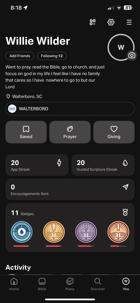 1_ChillWill's tweet photo. Add me on the Bible app so we can know god together god bless yall https://t.co/AhMCEL3pPA