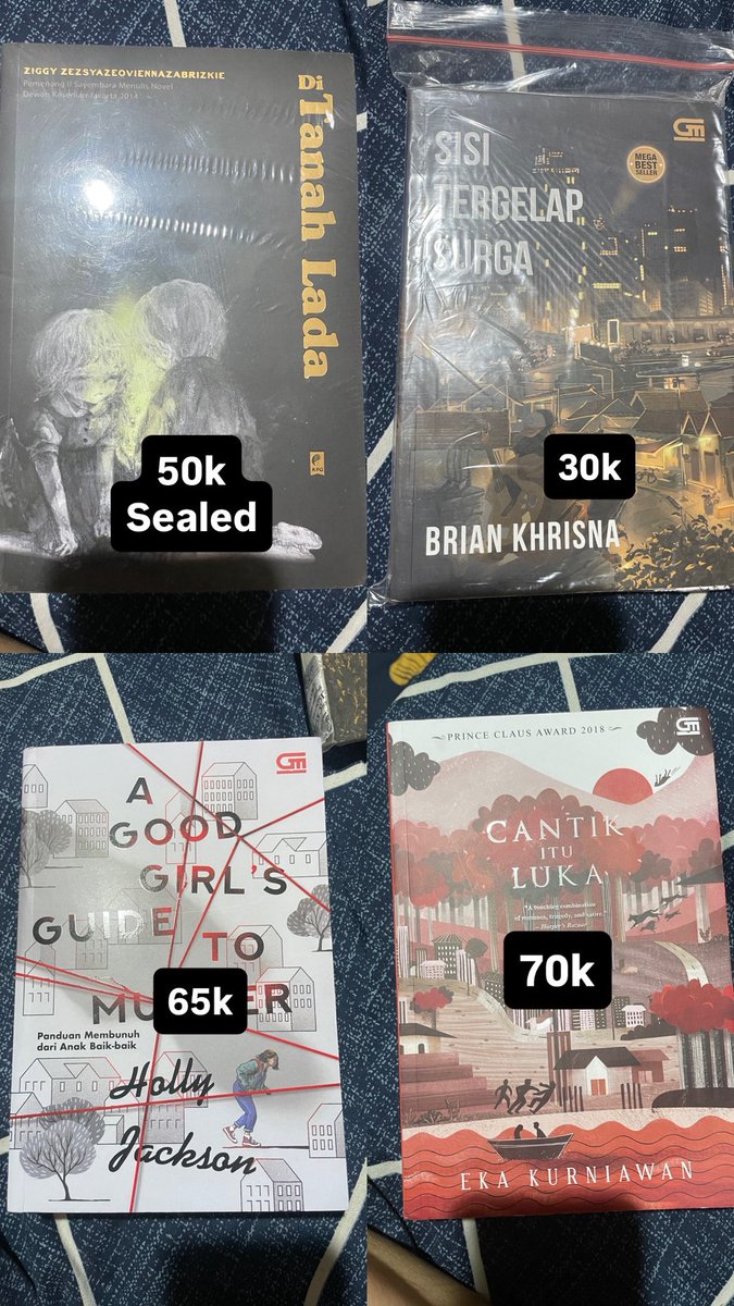 haitaniwaifu's tweet photo. Wts preloved novel
Tokyo Zodiac Murders
Sisi tergelap surga
Merah nya merah
Malice 
Di tanah lada
Cantik itu luka

Domisili kalibata  Jaksel, bisa cod daerah tebet sampe setiabudi oren juga bisaaaaa https://t.co/NEmZysG4DG