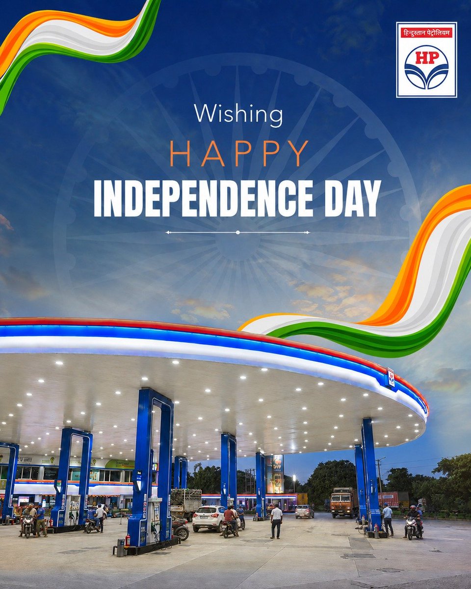 DirMkt_HPCL's tweet photo. Viksit Bharat — A nation that moves forward with confidence, resilience and purpose

On this glorious 80th Independence Day, let us reflect with gratitude on the sacrifices that gave us our freedom, the power to determine our future, and reaffirm our responsibility to shape our nation’s future.

At HPCL, this responsibility inspires us to serve the nation with integrity and purpose — keeping India moving and powering a sustainable, self-reliant energy future.

As we hoist our Tiranga high, I salute our employees and all stakeholders who relentlessly contribute to India’s growth — powering mobility, energising homes, fuelling industries and driving sustainable, Navya solutions for a Viksit Bharat.

Jai Hind !
@HardeepSPuri @PetroleumMin @TheSureshGopi @Secretary_MoPNG @neerajmittalias

#IndependenceDay #HarGharTiranga #HarGharTiranga2026 #HPCL #OneHPCL #DeliveringHappiness #PeopleFirst #NationBuilding #EnergyForIndia #ViksitBharat