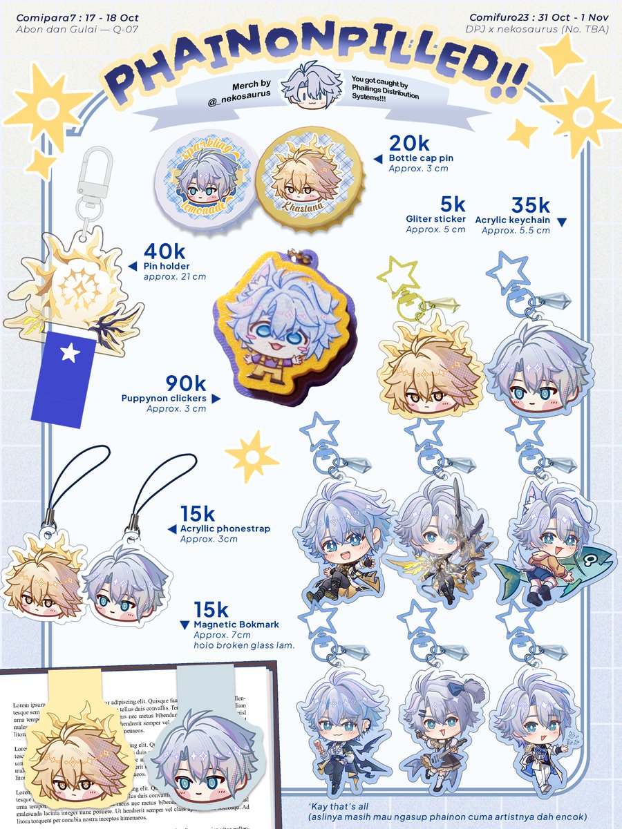 _nekosaurus's tweet photo. Nekosaurus' #CF23 #Comipara7 Batch 1 PO

📅 15 — 26 Aug
✨ HSR, Arknights, Endfield, Genshin, ZZZ, WUWA, LADS
📦 pick up at DPJ x nekosaurus (CF23 both days, no. TBA) or Abon &amp; Gulai (CP7 both days, Q07) or mail order
🔗 form on thread

#comifuro #comifuro23catalogue #Comipara https://t.co/3mmb78TVKU