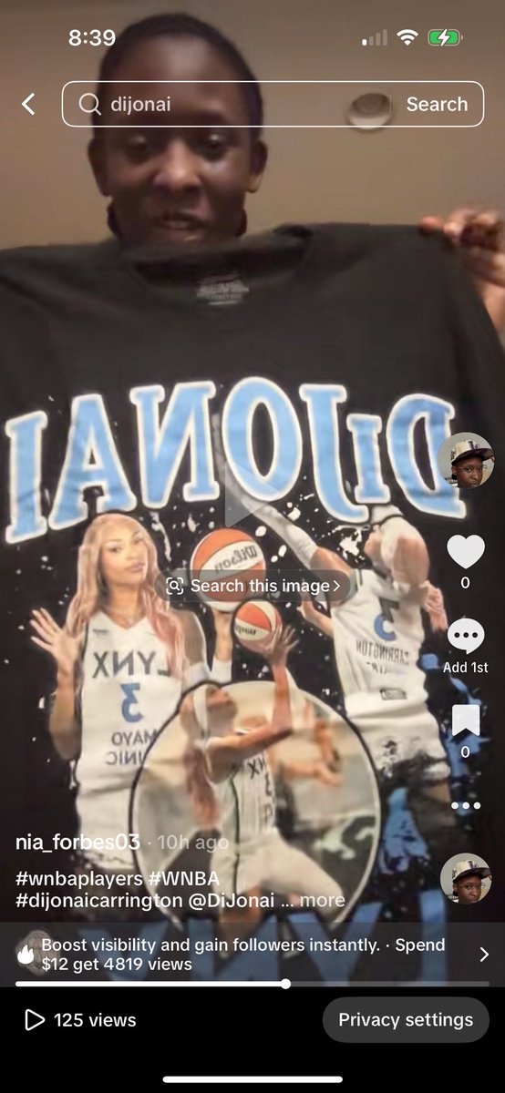 NiaGemini23's tweet photo. Got my Nai shirt yesterday 
#wnba #dijonai
#favoriteplayer 
@DijonaiVictoria https://t.co/QYJ8qldnAE