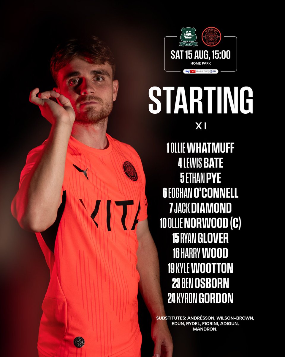 StockportCounty's tweet photo. 📋️ How the Hatters line up on opening day in League One! 🧡🖤

#StockportCounty https://t.co/P4YwaBNC1P