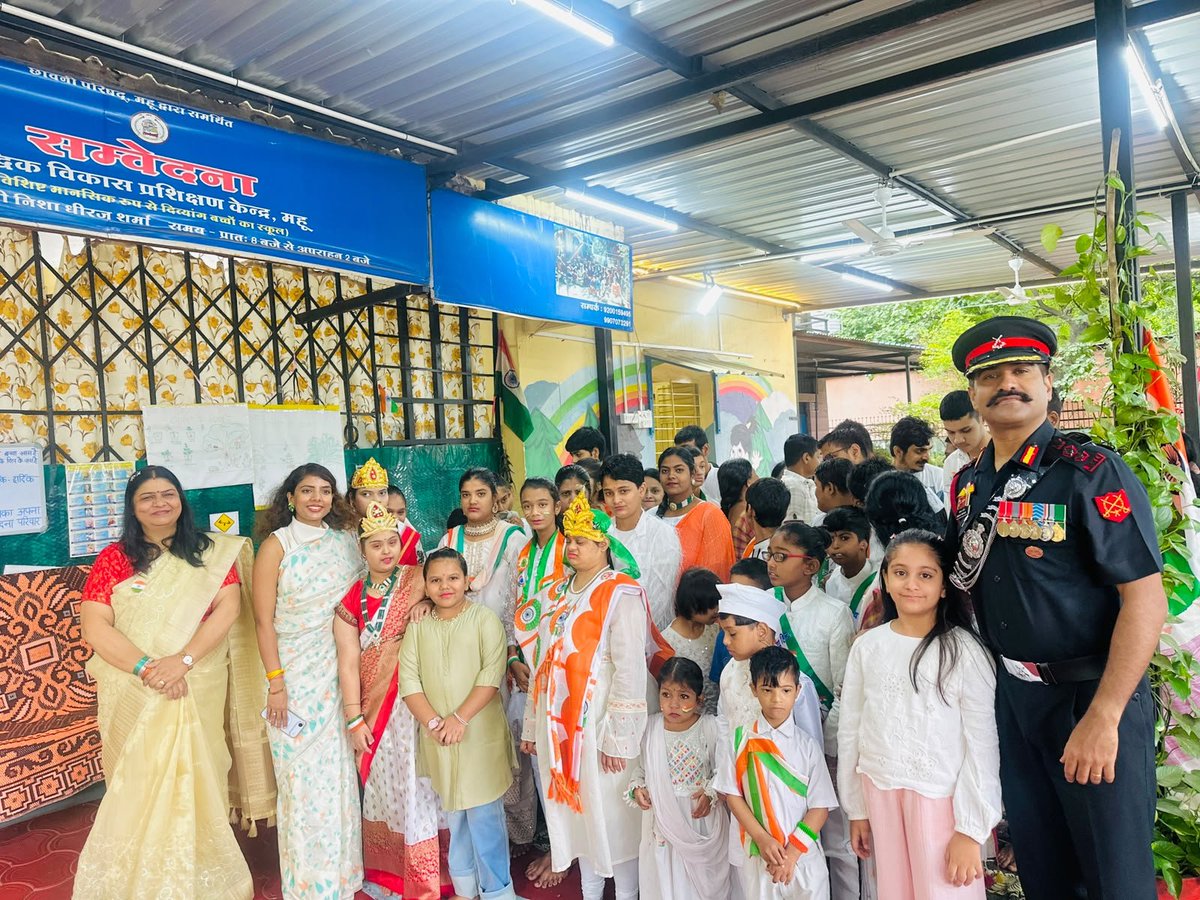 ia_awc's tweet photo. Saluting the spirit of our young citizens! 🇮🇳
Faculty from Army War College joined Independence Day celebrations at 
Samvedna School for Specially Challenged Children
Interacting with students & hoisting the Tiranga - a tribute to *Yuva Shakti - Viksit Bharat*
#स्वतंत्रता_दिवस #15August