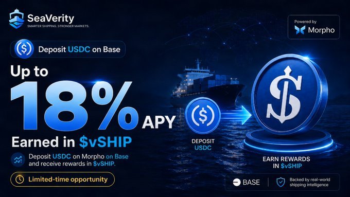 jabosiswanto94's tweet photo. securing rwa exposure usually means locking up capital and taking on massive risk.

@EthraShip just deployed a bypass for that with their harbor vault on base.  

you park usdc in audited morpho contracts and keep full control of your principal.

the base yield rolls in, but you also farm $vSHIP rewards at roughly 18% apy.

zero cost basis for ecosystem tokens equals capturing maritime data upside with protected downside.

try the vault: https://t.co/lYLPWLklYh