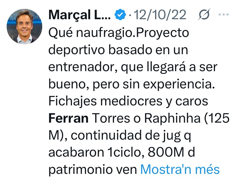 jaimepiru's tweet photo. @Marsallorente Ferrán Torres ha pasado de fichaje MEDIOCRE Y CARO , a ser el MEJOR GOLEADOR ….lo que hay que decir para un plato de lentejas en el @elchiringuitotv ….que pena das Marçal .. 😂😂😂
#Ferràn #Barça #Rodri https://t.co/U7nrXE4NyR