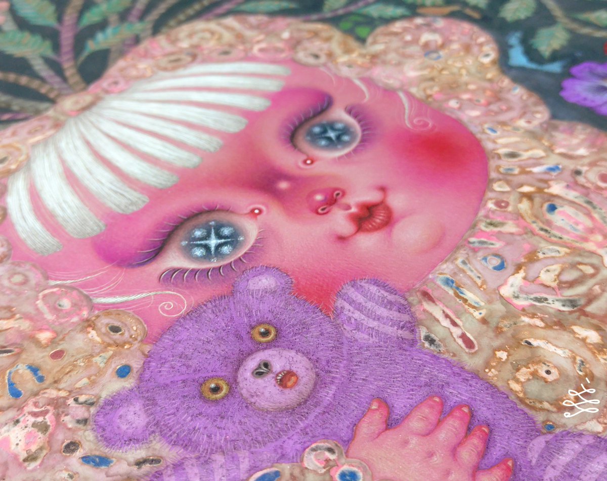 【個人蔵保管品】足立絵美『Rainbowflake Strawberrymix』 日本画グループ展ーEMOTIONAL COLORSー』に出品する新作です 🧸みにき