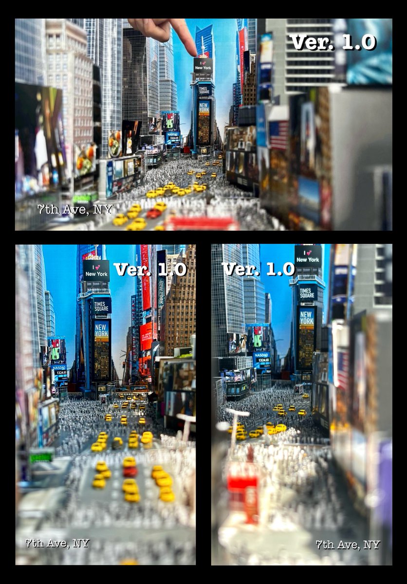 nydiorama's tweet photo. 撮れ高を整理して気になったので調べてみたら

作ったYellow Cab���: 50台
くり抜いた窓枠: 約2000
生やしたNew Yorker: 約10000
再現したガラス張り: 20000超

だった💦

通りで🇺🇸🗽NY 7th Ave完成直後は指先が終わる訳で…🫠

#ジオラマ
#ニューヨーク
#タイムズスクエア

https://t.co/YnpZ6TCi1V https://t.co/sEepq1yseg