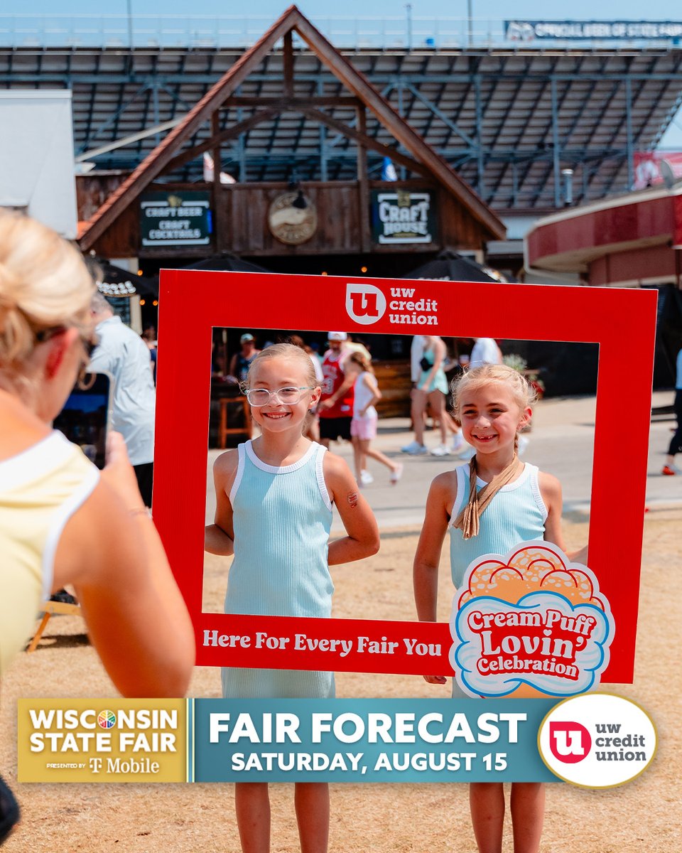 wistatefair's tweet photo. State Fair isn't over just yet ➡️ the energy is still high!

🎟️ Join @UWCreditUnion in Central Park for a Cream Puff Lovin' Celebration! Activities, entertainment, Fairgoers Cream Puff Eating Competition, and maybe even a free Cream Puff are in your future.
🎵 Tonight's Bank Five Nine Main Stage Show: @AJRBrothers with Em Beihold
💗 Attention all Swifties - Head to the Bank Five Nine Amphitheater at 8:30pm for Let's Sing Taylor: An Unofficial Live Tribute Show!

Find the Daily Schedule here: https://t.co/E5xIFo1FhQ