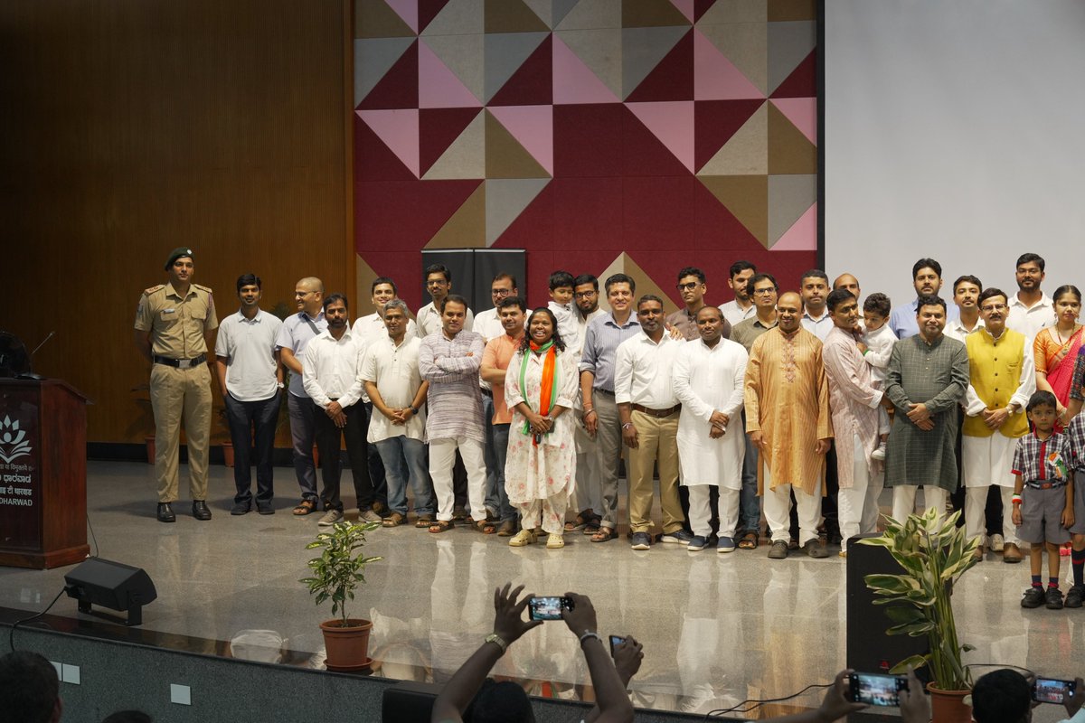 iitdhrwd's tweet photo. 80th Independence Day Celebrations at IIT DHARWAD

IIT DHARWAD celebrated the 80th Independence Day of India on 15th August 2026 at the Central Learning Theatre (CLT) with a spirit of patriotism, unity, and national pride.

The celebrations commenced with the flag hoisting by PROF. VenkappayyA R dEsAi, Director, IIT DHARWAD, followed by the National Anthem.

Addressing the gathering, PROF. VenkappayyA R. dEsAi, Director, IIT DHARWAD, extended his best wishes on the occasion and shared several messages with the campus community. He highlighted the inauguration of the Kendriya Vidyalaya IIT DHARWAD batch on the IIT DHARWAD campus and encouraged everyone to promote Sanskrit in everyday life by using simple greetings such as “Suprabhat” and “Dhanyawad.” He also informed the gathering about Bharatiya Traditional Knowledge Systems (BTKS 2026), scheduled for September 2026, and highlighted the importance of the Indian Knowledge System. Speaking about VRIKSHA NAKSHATRA, he explained the significance of trees, planetary positions, and their importance to the environment. Addressing the Kendriya Vidyalaya teachers and parents, he encouraged them to nurture good habits among children and foster a culture of cleanliness from an early age.   

The programme featured inspiring speeches by IIT DHARWAD and Kendriya Vidyalaya IIT DHARWAD students in Kannada, Hindi and English, followed by patriotic songs by the Rhapsody Club, IIT DHARWAD.

The celebrations also included a fancy dress presentation by Class 1 and Class 2 students of Kendriya Vidyalaya IITDHARWAD, an individual classical dance performance and vibrant patriotic and group dance performances by students of Kendriya Vidyalaya IIT DHARWAD and the Sapphire Club, IIT DHARWAD.

The celebrations brought together IIT DHARWAD faculty members, students and staff, along with Kendriya Vidyalaya IIT DHARWAD teachers, children and parents, in a memorable tribute to the spirit of freedom and the nation. 

Jai Hind!

#IITDharwad #IndependenceDay2026 #80thIndependenceDay #JaiHind #AzadiKaAmritMahotsav #Patriotism #NationBuilding #CampusLife #KendriyaVidyalaya #StudentLife