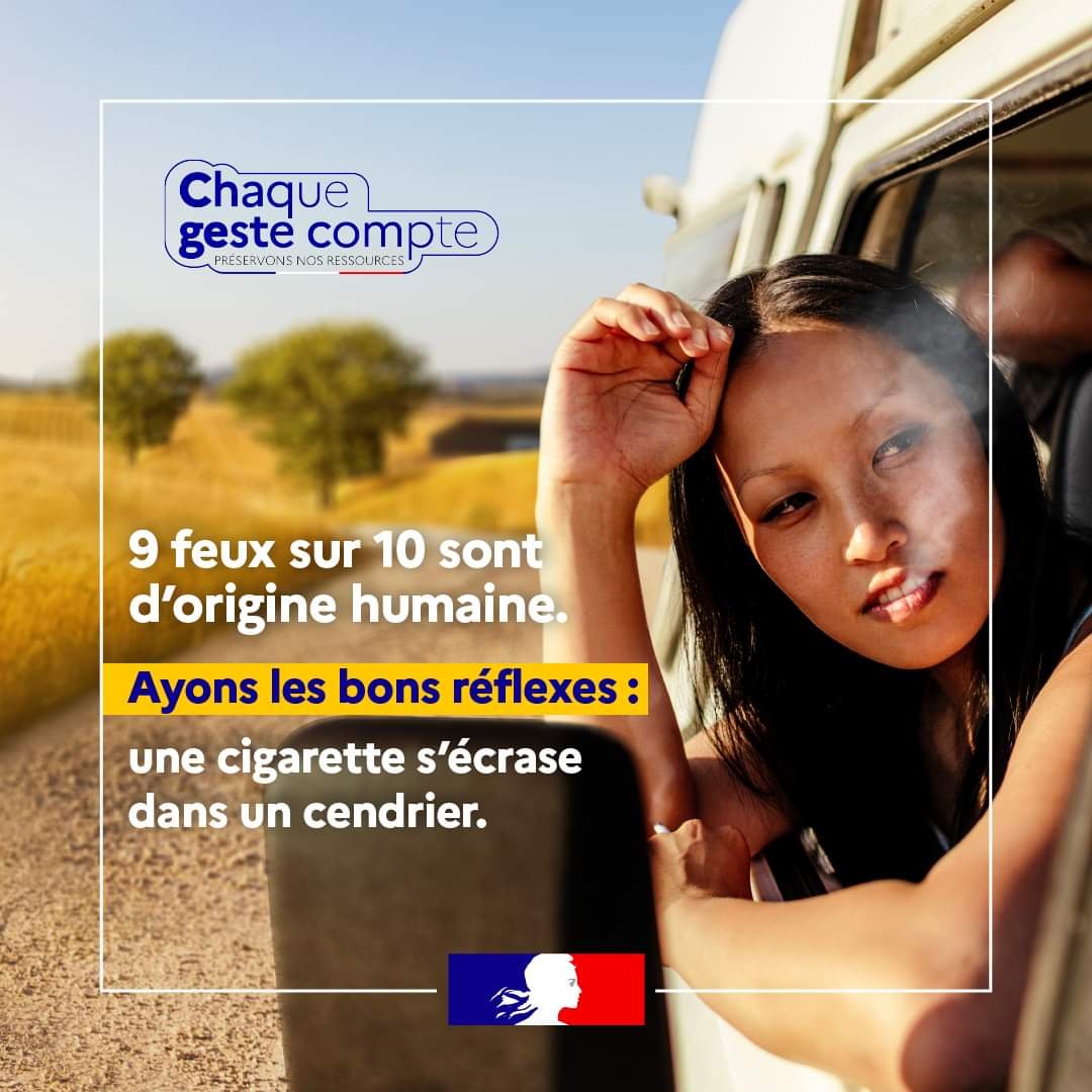 Image de Préfet du Var - #FeuxDeForêt | ⚠️&nbsp;Chaleur et sècheresse : risque incendie élevé dans le #Var.
🚭 Sur la route des va