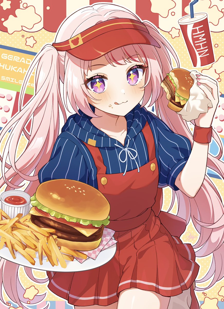 hayamaro65's tweet photo. いっしょに食べよ！🍔🍟
#ヒメヒナアート https://t.co/LqohqbqyVN