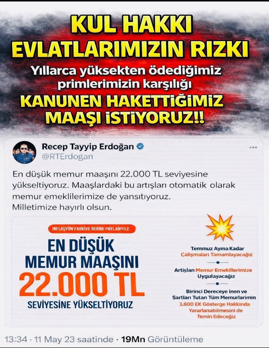 AysunKayma89276's tweet photo. #EmekliMemur lar adalet bekliyor‼️

2023'te  çalışan  memura verilen seyyanen zam memur emeklisine  yansıtılmadı, memur ile emeklisi arasındaki makas uçuruma döndü‼️

 AYM, açılan davaları birleştirerek esastan incelemeye aldı. Hak arama mücadelesi büyüyor‼️

#EmekliMemur hakkını sonuna kadar arayacak,asla vazgeçmeyecek‼️

 @AYMBASKANLIGI
@RTErdogan 
@tcbestepe
@Akparti 
@MHP_Bilgi 
@dbdevletbahceli 
@memetsimsek 
@isikhanvedat 

#EmekliMemur
#MemurEmeklisineAdalet