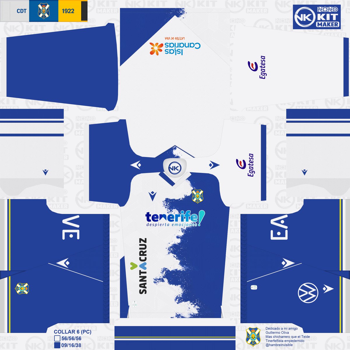 Nono1978Amc's tweet photo. Hoy les traigo:

@CDTOficial Santa Cruz Sponsor Update.

Actualizados todos los kits del Tenerife con el nuevo sponsort vertical Santa Cruz en las camisetas. Y en breve tendréis la 3ª equipación, pero esa me va a dar trabajo.

Descargar/Download: https://t.co/MRFk1vMzwW https://t.co/tDBN41iO7W