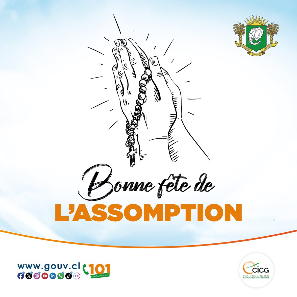 Gouvciofficiel's tweet photo. Le @Gouvciofficiel vous souhaite une bonne fête de l'Assomption.

#CICG #GouvCI https://t.co/y4VEiR9VPV