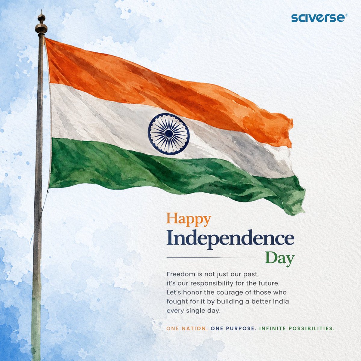 SciverseMedtech's tweet photo. Freedom is more than our past.
It is the freedom to question, create, fail, begin again—and build what comes next.

Here’s to carrying that freedom forward.

Happy Independence Day, India. 🇮🇳

#IndependenceDay #India #Freedom #Sciverse https://t.co/09n78CrjRB