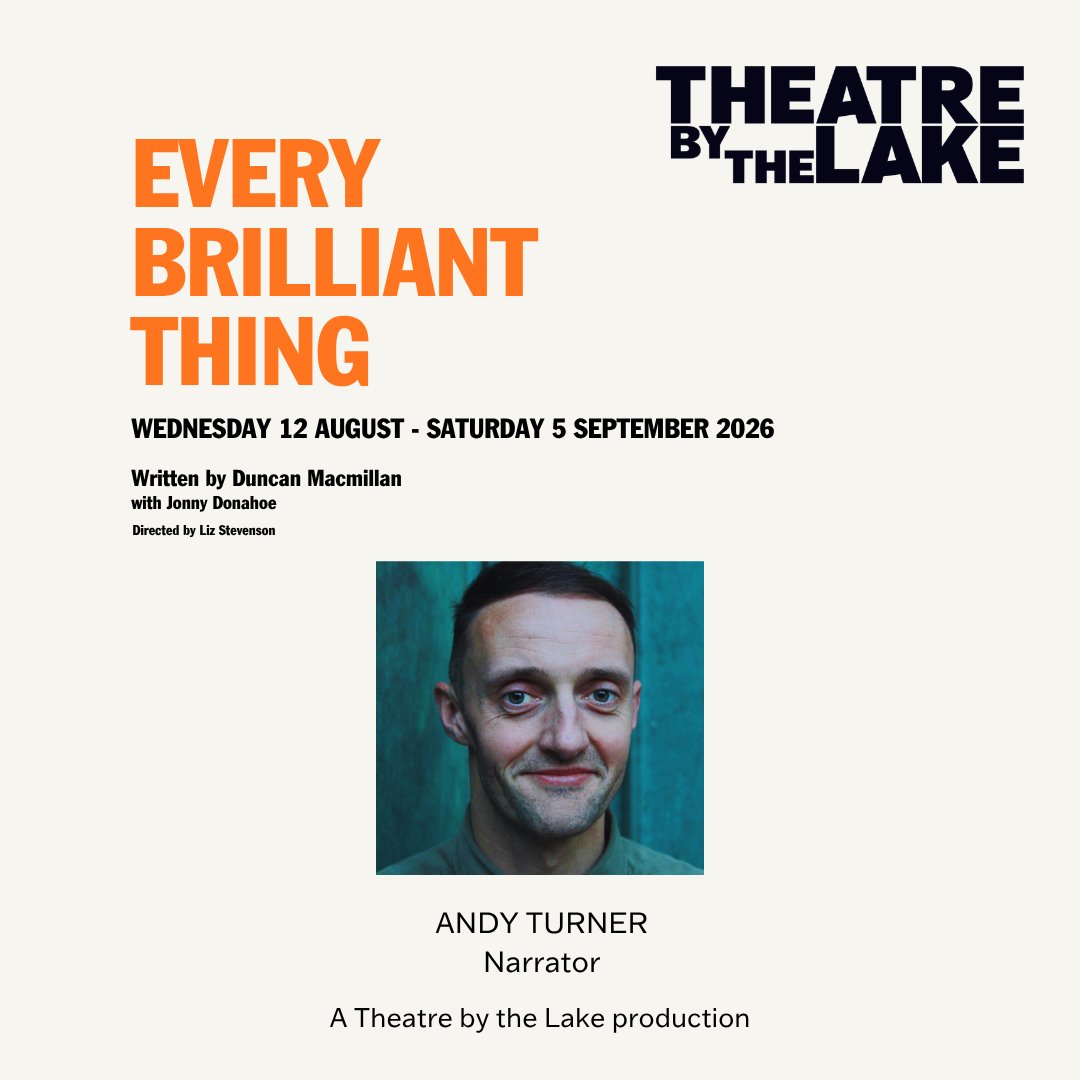 tbtlake's tweet photo. ✨ It’s Press Night for Every Brilliant Thing!

Andy Turner returns as the Narrator in this funny, moving and life-affirming story about all the things that make life brilliant. 💛

Playing at Theatre by the Lake until 5 Sep then on tour around Cumbria. https://t.co/9PUDVcm4UJ