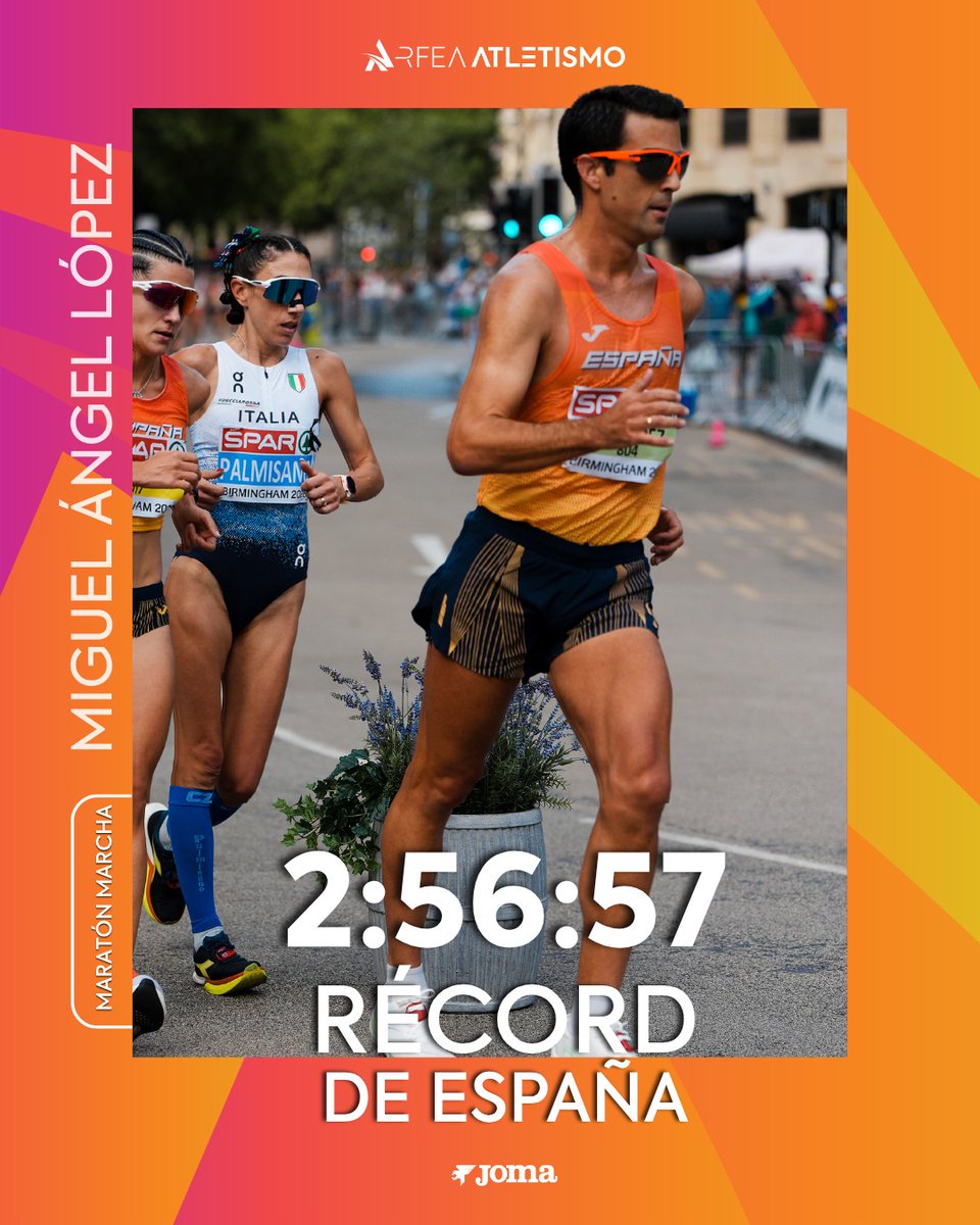 atletismoRFEA's tweet photo. 𝐃𝐚 𝐢𝐠𝐮𝐚𝐥 𝐪𝐮𝐞 𝐩𝐚𝐬𝐞𝐧 𝐥𝐨𝐬 𝐚𝐧̃𝐨𝐬, 𝐌𝐢𝐠𝐮𝐞𝐥 𝐀́𝐧𝐠𝐞𝐥 𝐋𝐨́𝐩𝐞𝐳 𝐬𝐢𝐞𝐦𝐩𝐫𝐞 𝐞𝐬𝐭𝐚́ 𝐚𝐡𝐢́

@MA_LopezNicolas
SUBCAMPEÓN DE EUROPA de maratón marcha 🥈

 y Récord de 🇪🇸  2⃣:5⃣6⃣:5⃣7⃣

Rozó el oro durante buena parte de la prueba
MONUMENTAL el murciano que amplía su dilatado historial con más medallas y más récords
👏👏👏

#EspañaAtletismo #PasiónPorCompetir

📺 @teledeporte y @eurosport_es
📊 https://t.co/HHvs1o6dna
📸 https://t.co/K9h8o8H4U9