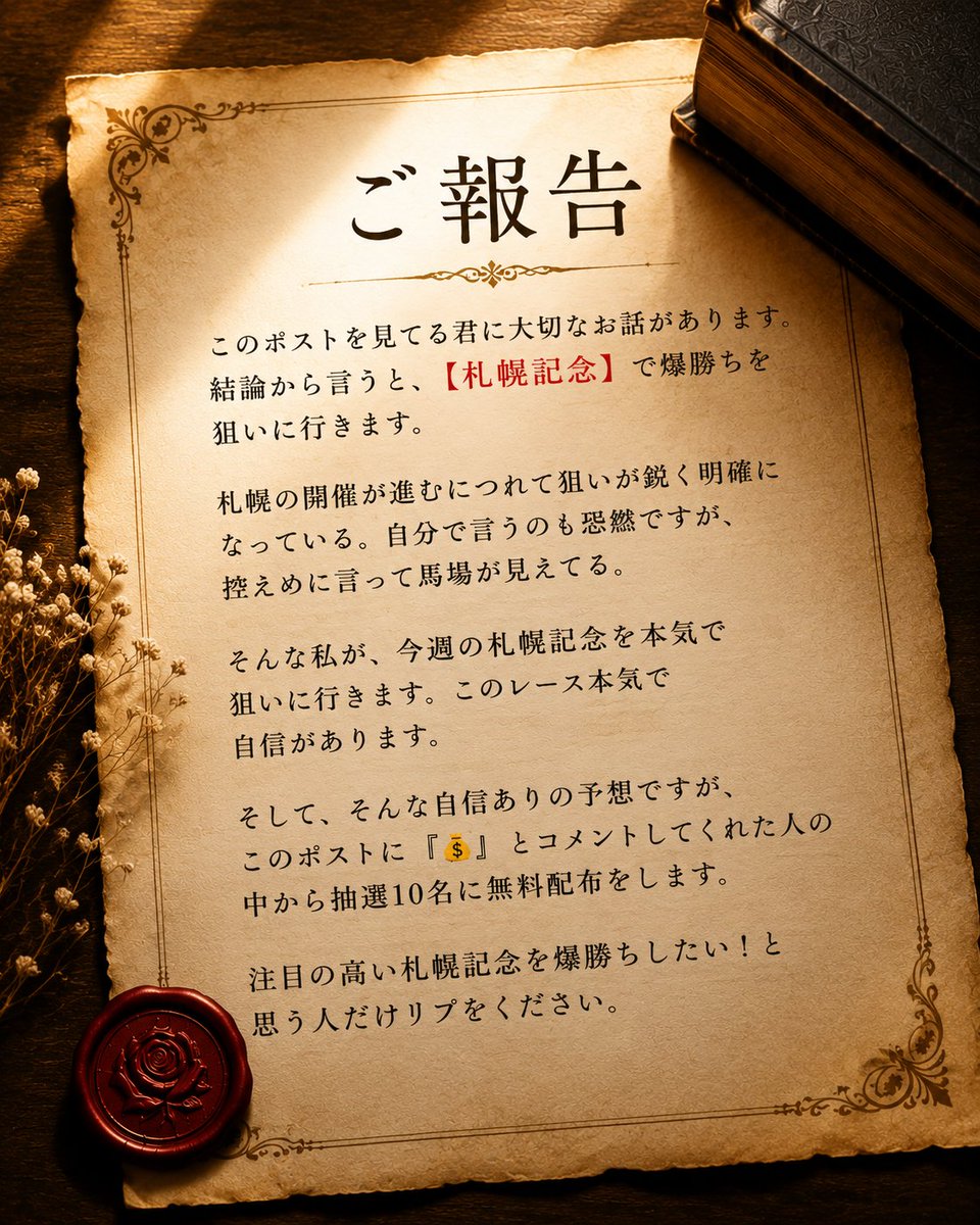 sashiko_keiba's tweet photo. このポスト見た君だけに
開封して２枚目を見てください。 https://t.co/YMnuJYeo4L