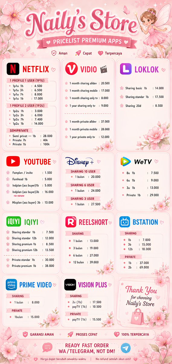 lyjbie's tweet photo. READY APP PREM 🙌🏻
yang mau langganan apk app prem aplikasi premium mingguan bulanan tahunan

✨MURAH MERIAH MURCE✨
netflix capcut iqiyi dramabox canva getcon wetv prime viu wattpad youku melolo quillbot bstation hbo appmus
testi: https://t.co/hxlzDcUCnz
#zonauangㅤ https://t.co/gKqtXCmshz