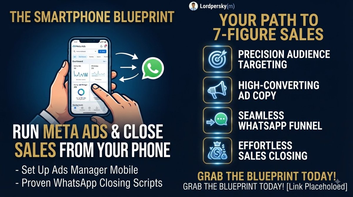 seven_seer's tweet photo. Run profitable Meta Ads straight from your phone and turn chats into cash on WhatsApp.
​No laptop needed.
​Get the blueprint here: https://t.co/4OK4RfEWmu https://t.co/v1CSoE205f