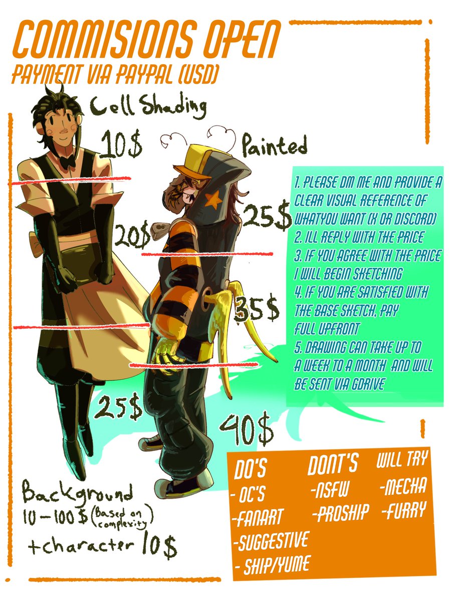 yarrowgallows's tweet photo. My laptops gone and i really need a new one sooo if youd like to help me out feel free to commision me!

Im taking unlimited slots!
If there are any questions or if you need examples of my work feel free to ask!
(RT's are highly appreciated)
#artcommision #commisionindonesia https://t.co/3kL7oGSkoB