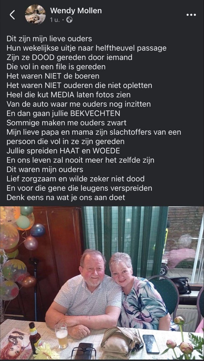 maydanachar's tweet photo. Zou die linkse media en incompetente journalisten dit willen lezen, ook #Jetten en consorten, kom er op terug en bied je excuus aan. Deze dappere dochter verdiend alle respect.  
Gecondoleerd lieve Wendy met het verlies van je ouders.❤️❤️❤️❤️❤️ https://t.co/ve4alzhnPb
