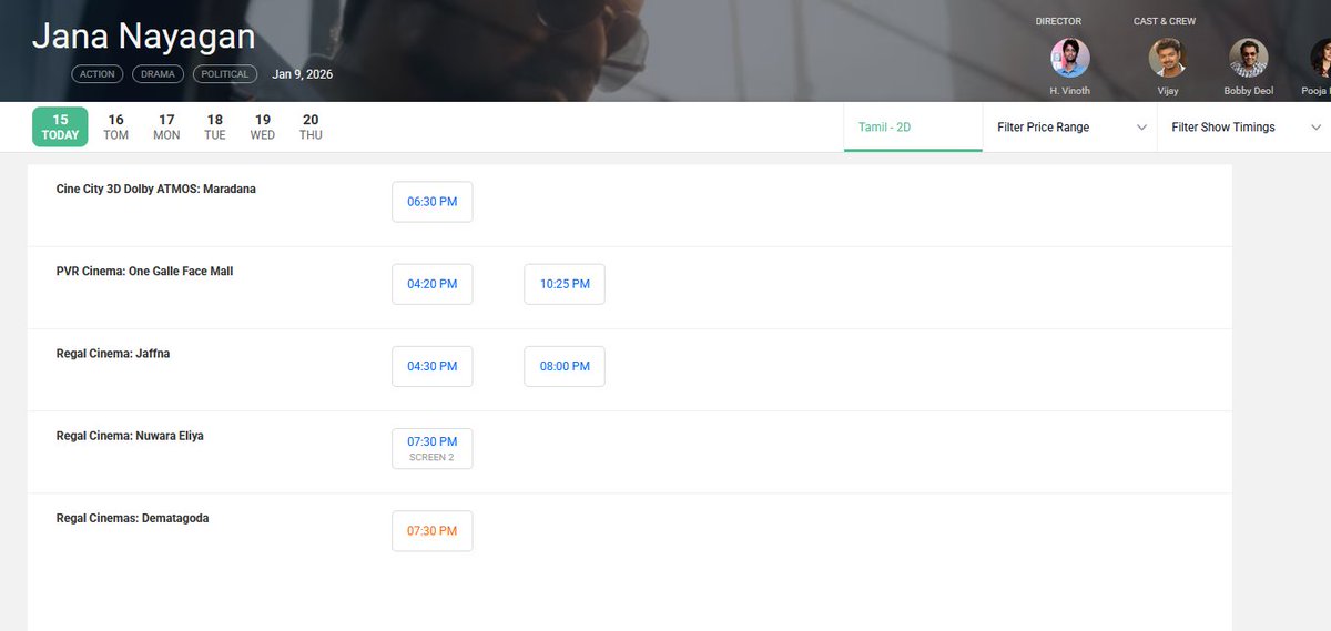 billabilli2's tweet photo. @mersal07 @TrichyFilms @TRICHYCINEMAS @DindigulCinemas @KarurCinemas @sekartweets even sri lanka had a good occupancy

ticket rate is still Rs1000. not reduced https://t.co/COVnkaz8U7