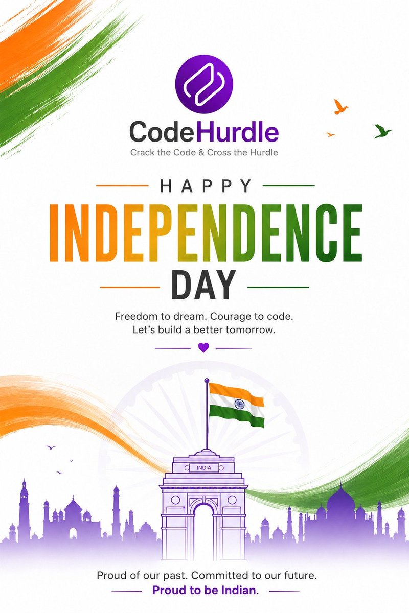 CodeHurdleHQ's tweet photo. Happy Independence Day! 🇮🇳 

#India https://t.co/Y1uaifh3TG