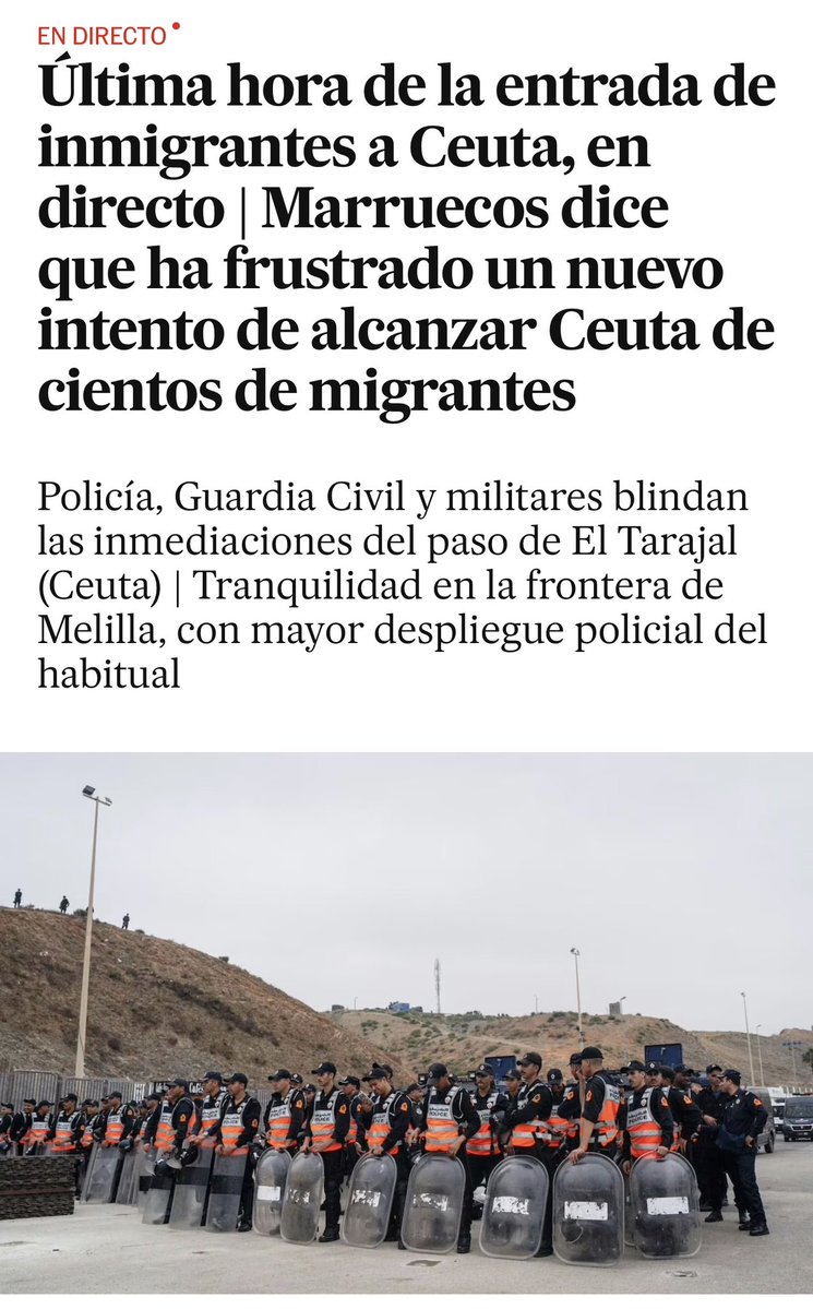 TalebSahara's tweet photo. Justo lo que os comentaba estos días. 
Puesta en escena y teatralizacion para desescalar y lavar su imagen.

“Marruecos dice que ha frustrado un nuevo intento de alcanzar Ceuta de cientos de migrantes” https://t.co/o832yZlYUZ