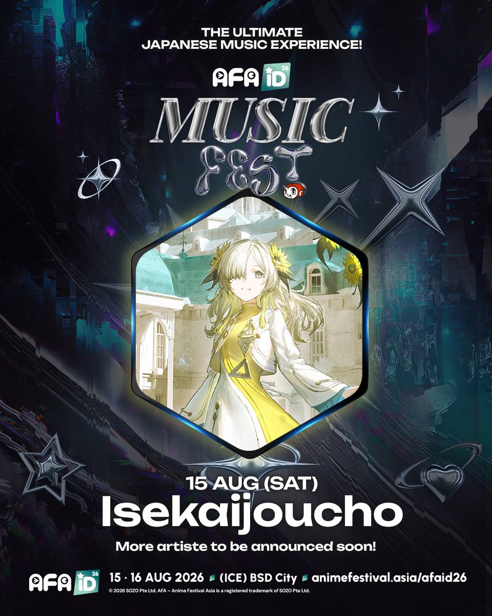 isekaijoucho's tweet photo. 【 ɪɴꜰᴏʀᴍᴀᴛɪᴏɴ 】

⋱『 Anime Festival Asia Indonesia 2026 』⋰
@ Indonesia Convention Exhibition (ICE), BSD City Jakarta

2026.08.15 ( Sat. )
🎧 https://t.co/W1FQQmwPN5

いよいよ本日❕
AFAID 2026 出演させていただきます🎤✦.*

そしてファンの皆さ���から素敵なフラワースタンドやパネルをいただいてしまいました( ᵕ̩̩ㅅᵕ̩̩ )
か..可愛すぎる..💭
精一杯歌わせていただきます❕🔥

後程お会いしましょうっ🌻⋰

#AFAID26 #AnimeFestivalAsia