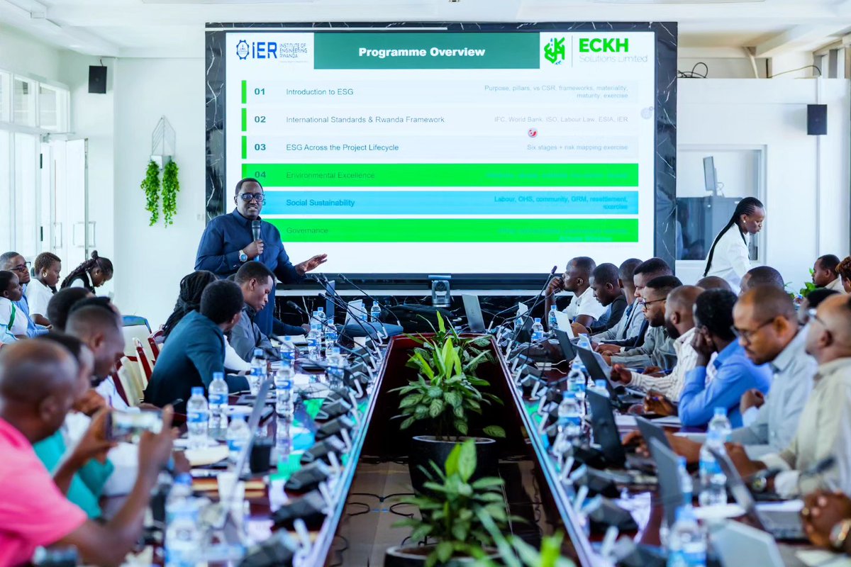 AbfrLtd's tweet photo. Engineering professionals who participated in IER’s ESG Capacity-Building Training received certificates of participation, recognising their commitment to strengthening their ESG knowledge and skills to support Rwanda’s Vision 2050 goals for sustainable and resilient development. https://t.co/TOi0rW20DI