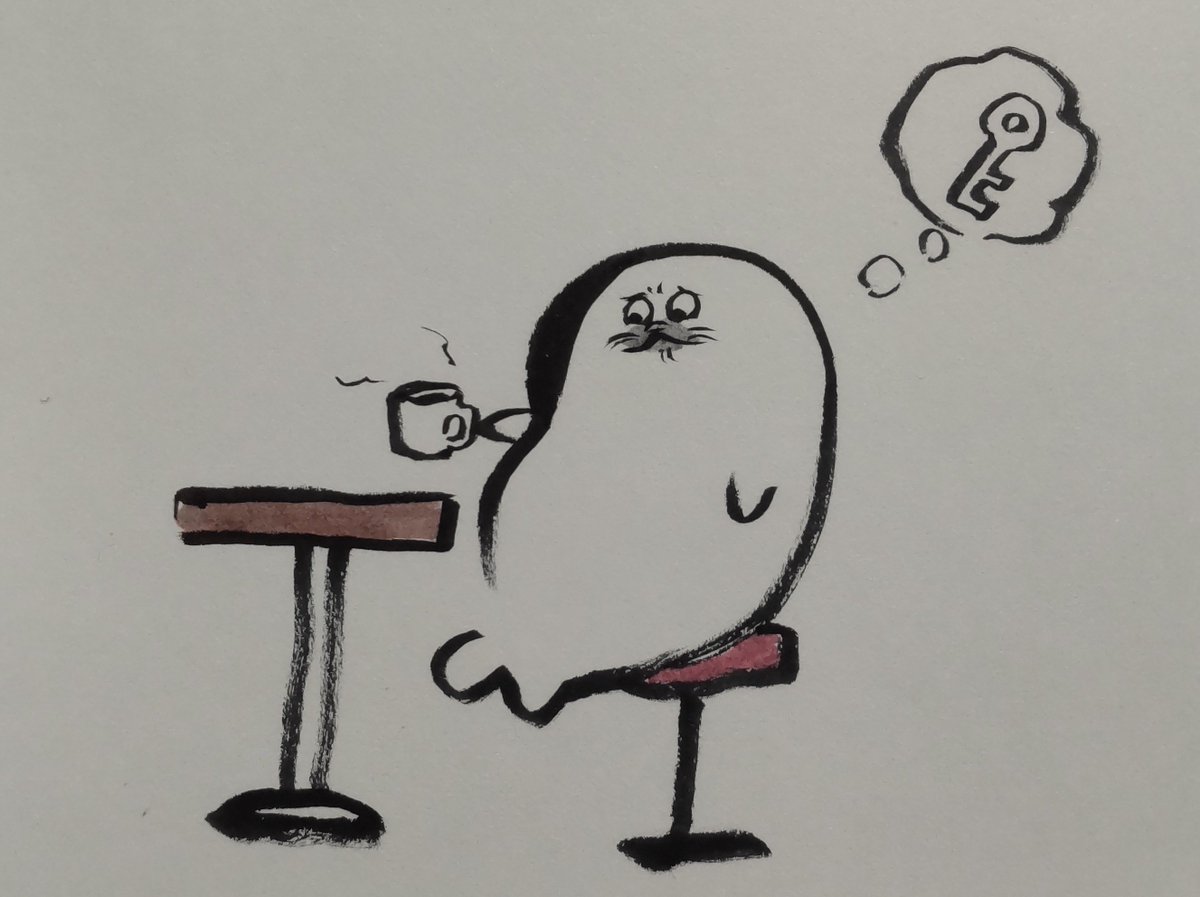 jissunboshi96's tweet photo. 家の鍵を閉めたかどうか、ずっと気になってしまうアザラシを描きました。 https://t.co/rmGAhwUsym