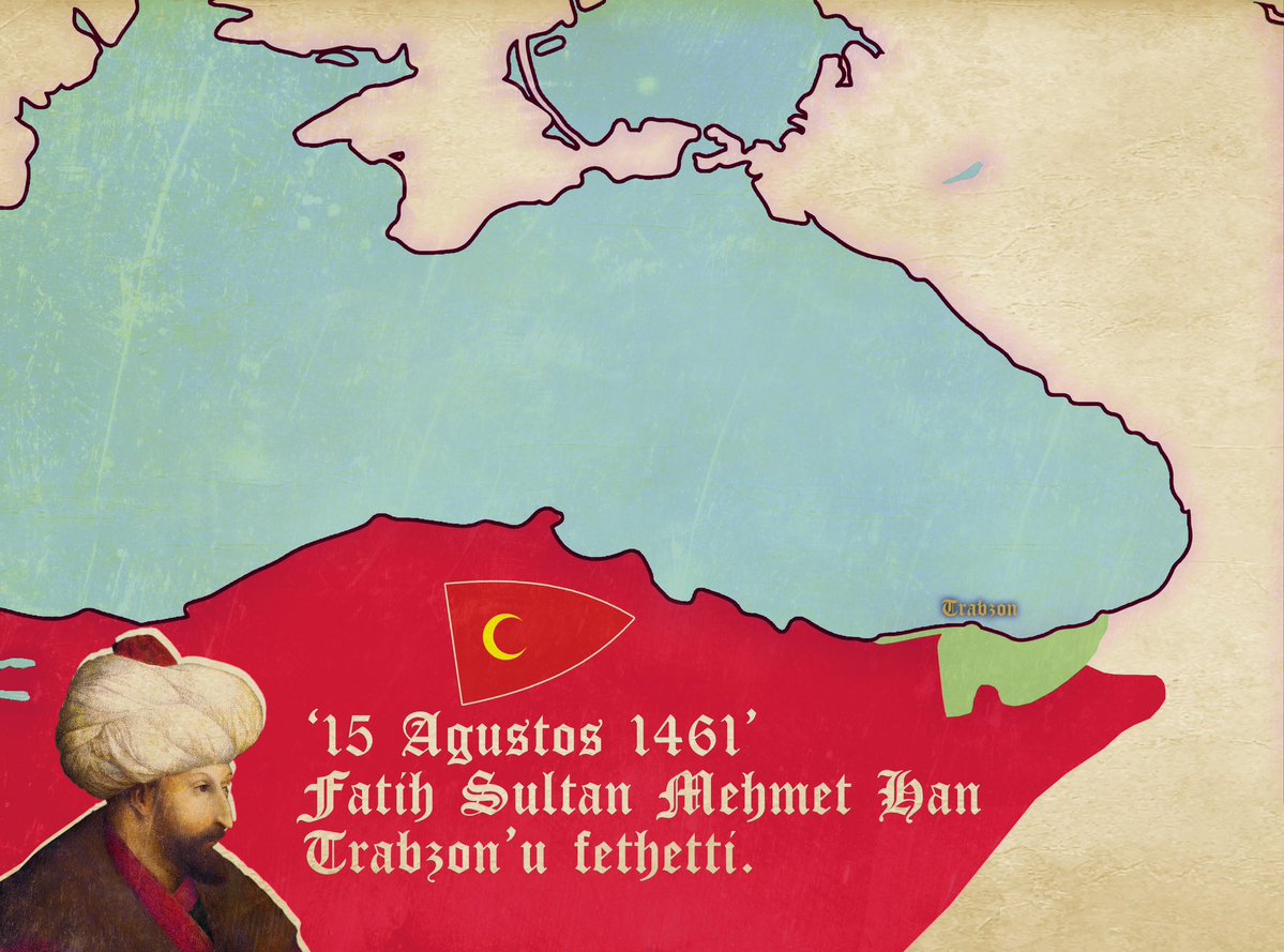 TrabzonVilayeti's tweet photo. ''15 Ağustos 1461''
Fatih Sultan Mehmet Han, son Roma tacı Trabzon'u fethetti.  Trabzon Sancağı olarak teşkilatlandırıldı. Osmanlı hükmünde gittikçe önem kazanan ve gelişen Trabzon , daha sonra Beylerbeyliği haline geldi. 1864 yılında yeni sistemle Trabzon Vilayeti ismini aldı. https://t.co/vZghonKAyw